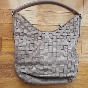 Liebeskind Woven Leather Hobo Bag in Taupe